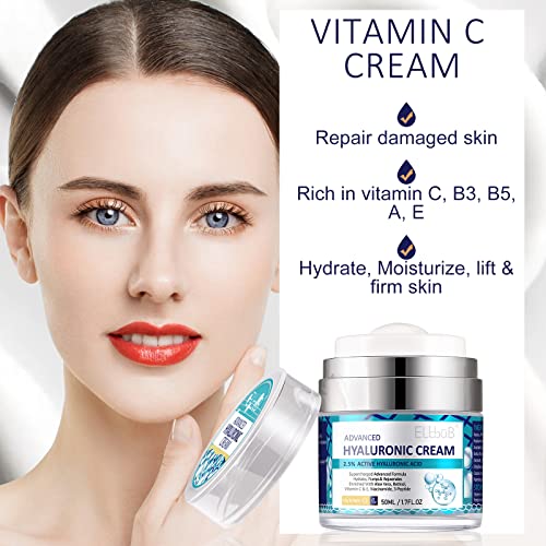 Crema de ácido hialurónico - Hidratante de ácido hialurónico y crema antienvejecimiento para rostro, cuerpo, manos Extracto de piel Crema facial hidratante, piel suave y vitalidad