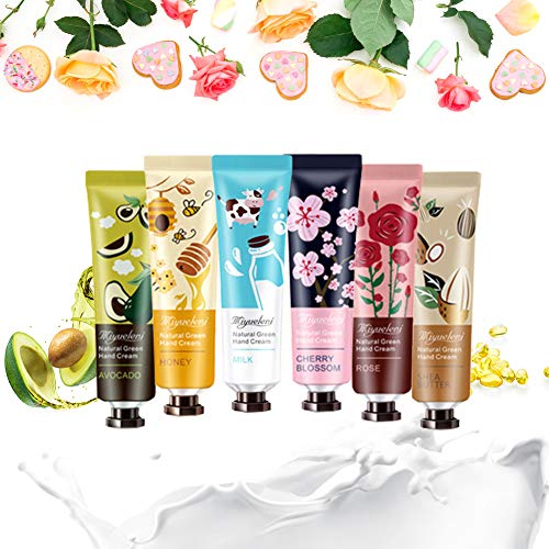 Crema De Manos,Crema De Manos No Grasa, Crema Hidratante Para Manos, Crema de manos reparadora, antiedad y antiarrugas, Extracto de fruta y extracto de plantas, 6 x 30g