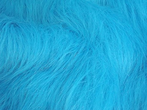 CRS Fur Fabrics Tela de Pelo sintético de Pelo Largo, Color Azul Turquesa