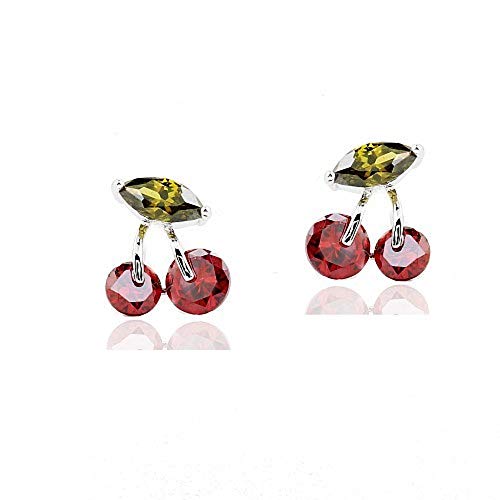 Crystalline Azuria Mujer 18ct Chapado en Oro Blanco Cereza Rojo Cristales de Zirconia Pendientes de tuerca para Mujer y Niña
