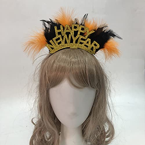DAISHIAO Bandas de pelo de plumas Feliz Año Nuevo Diadema Navidad Carnaval Suministros de fiesta de moda Vacaciones Pelo Accesorios de peinado