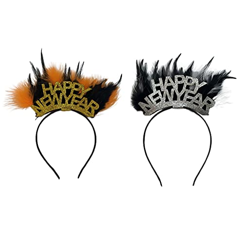 DAISHIAO Bandas de pelo de plumas Feliz Año Nuevo Diadema Navidad Carnaval Suministros de fiesta de moda Vacaciones Pelo Accesorios de peinado