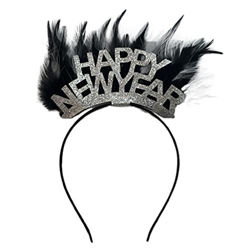 DAISHIAO Bandas de pelo de plumas Feliz Año Nuevo Diadema Navidad Carnaval Suministros de fiesta de moda Vacaciones Pelo Accesorios de peinado