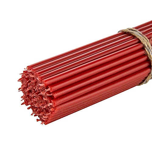 Danilovo Velas de cera de abeja pura, sin goteo, sin humo, altas y delgadas, velas decorativas para oración de la iglesia, decoración o cumpleaños velas - Velas perfumadas de miel (rojo)