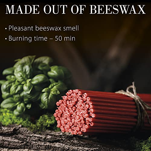 Danilovo Velas de cera de abeja pura, sin goteo, sin humo, altas y delgadas, velas decorativas para oración de la iglesia, decoración o cumpleaños velas - Velas perfumadas de miel (rojo)