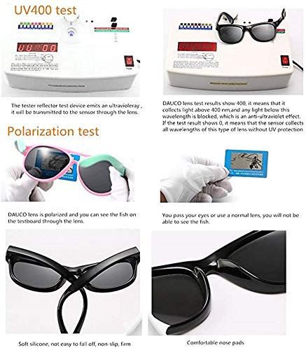 DAUCO Gafas de Sol niño y niña (4-12años) Rosa Marco Flexible Lentes Polarizadas gafas de sol para niñas chico