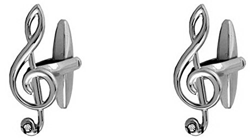 David Van Hagen Silver Treble Clef Musical Note Crystal gemelos