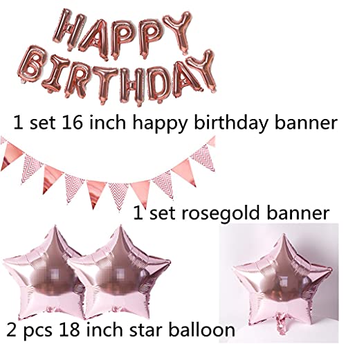 Decoración de cumpleaños para mujer, oro rosa, 35 años, 35 años, globos gigantes