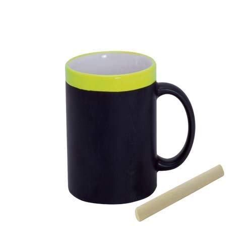 Deliex delicias de Extremadura Lote Tazas Pizarra Cerámica Colores Variados con Tiza, Pinturas para Dibujar Niños en Bodas, Bautizos y Comuniones (25 ud) Incluye 5 Crema Cacao