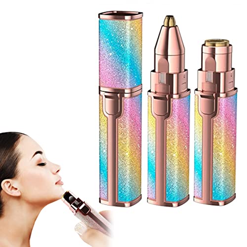 Depiladora Facial para Mujer de Viaje 2 en 1 | Eliminador Vello Facial Flawless Sin Dolor | Depila Cejas, Nariz y Labios | Afeitadora Eléctrica Bolsillo Recargable USB con Luz LED Para Mujer