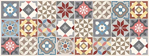 Desconocido Alfombra Vinílica con Estampado Hidraúlico (132x50 CM) Moqueta PVC Cocina Salón Pasillo (132x50 cm, Eileen Multicolor)