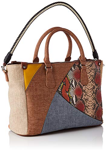 Desigual Fabric Hand Bag, Bolsa de Mano para Mujer, Blanco, U