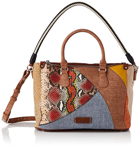 Desigual Fabric Hand Bag, Bolsa de Mano para Mujer, Blanco, U
