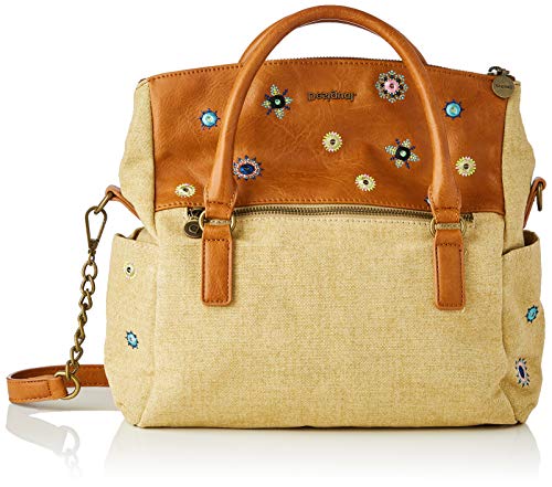 Desigual Fabric Hand Bag, Bolsa de Mano para Mujer, marrón, U