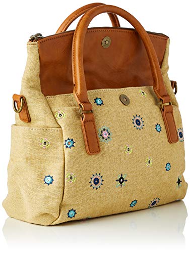 Desigual Fabric Hand Bag, Bolsa de Mano para Mujer, marrón, U
