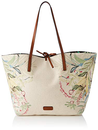 Desigual Fabric Shopping Bag, Bolsa de Almacenamiento para Mujer, Multicolor (Floreado), U