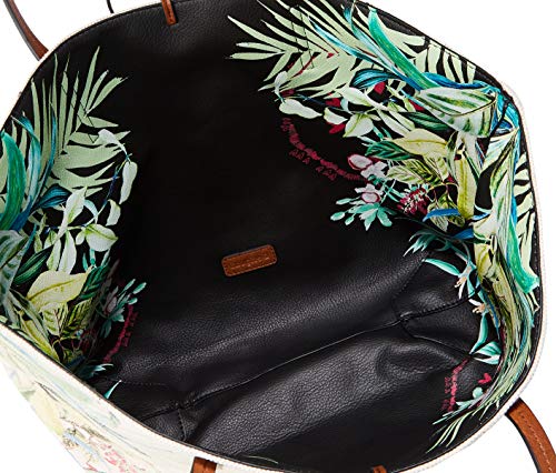 Desigual Fabric Shopping Bag, Bolsa de Almacenamiento para Mujer, Multicolor (Floreado), U