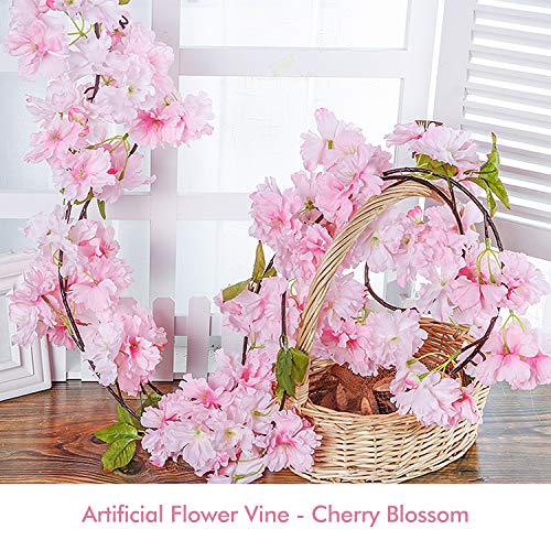 DESON Guirnalda de Flores Artificiales, 1.8m de Guirnalda de Flores de Cerezo para Decoración en Bodas Fiestas Casas