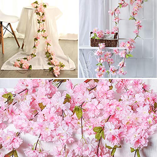DESON Guirnalda de Flores Artificiales, 1.8m de Guirnalda de Flores de Cerezo para Decoración en Bodas Fiestas Casas