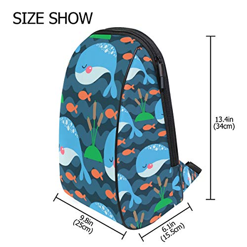 DEZIRO - Mochila de viaje con diseño de peces de dibujos animados y Alga