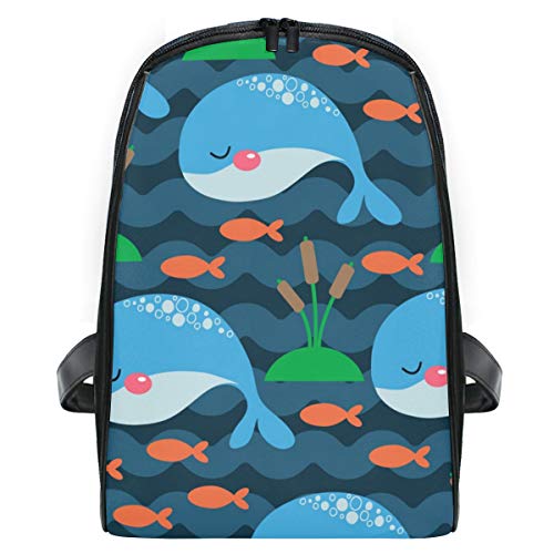 DEZIRO - Mochila de viaje con diseño de peces de dibujos animados y Alga