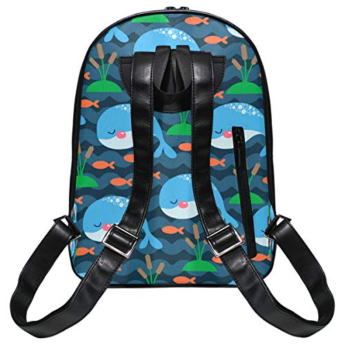 DEZIRO - Mochila de viaje con diseño de peces de dibujos animados y Alga