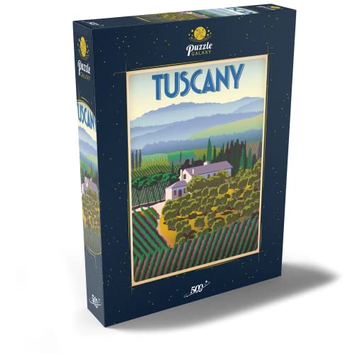 Día De Primavera En La Toscana, Italia, Cartel De Época De Estilo Art Deco, Ilustración - Premium 500 Piezas Puzzles - Colección Especial MyPuzzle de Puzzle Galaxy