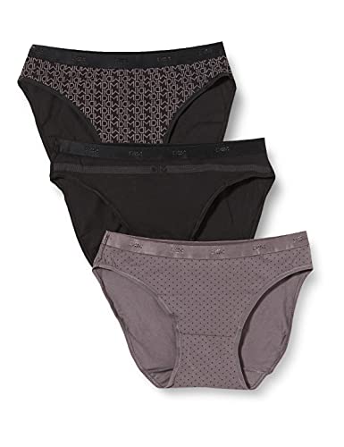 DIM Pack x 3 Braguitas Les Pockets Coton Slips Blanco / Negro M