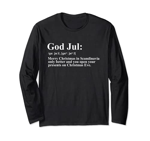 Dios Jul Definición Feliz Navidad Divertido Escandinavia Manga Larga