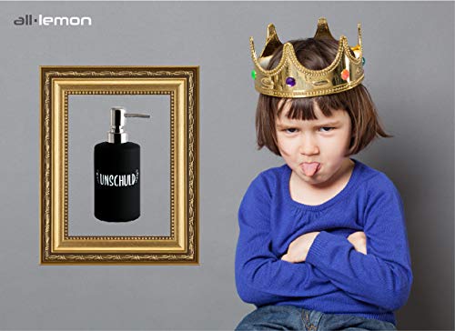 Dispensador de Jabón Cerámica Negro Mate 360ml | Dosificador de limpiador Locion Fluido Jabonera Limpiar Manos Expendedor Recargable Shampoo Gel lavar sanidad detergente | Cocina Baño Ducha Oficina
