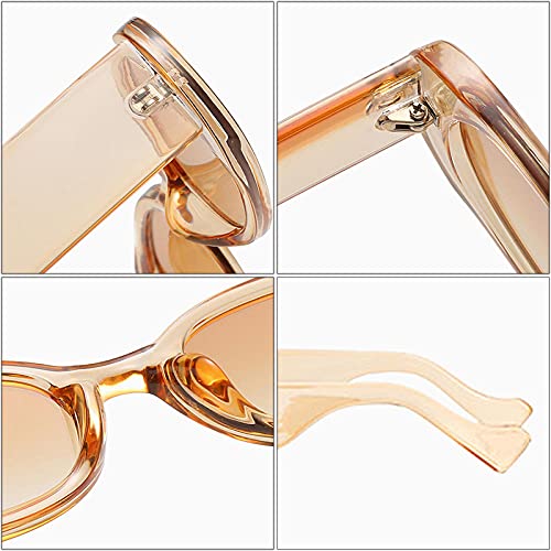 DLSM Moda Pequeñas Gafas de Sol ovaladas Femeninas Vintage Jelly Color Gafas de Sol Sombras UV400 Masculino Redondo Claro Gafas de Sol Verde Adecuado para al Aire Libre-Jalea Rosa Rojo