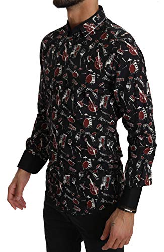 Dolce & Gabbana - - All - Black Musical Instrument Slim fit Shirt - IT40 | M