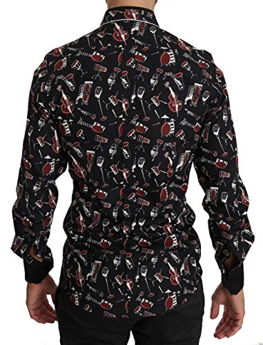 Dolce & Gabbana - - All - Black Musical Instrument Slim fit Shirt - IT40 | M