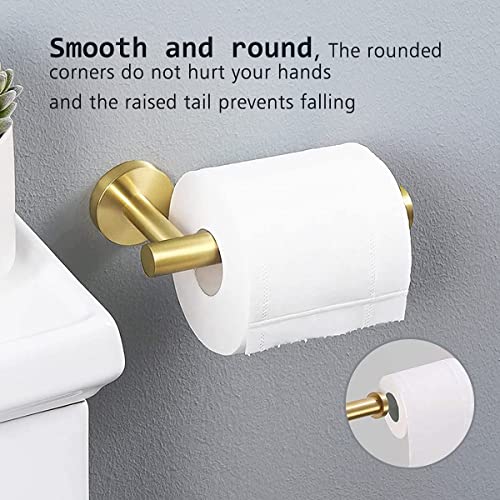 Dolinvo Portarrollos Papel Higiénico Baño Oro con Tornillos Soporte Porta Rollos Papel Higiénico Vintage Taladro Montaje en Pared Perforado Atornillado Acero Inoxidable Redondo Dorado Redro