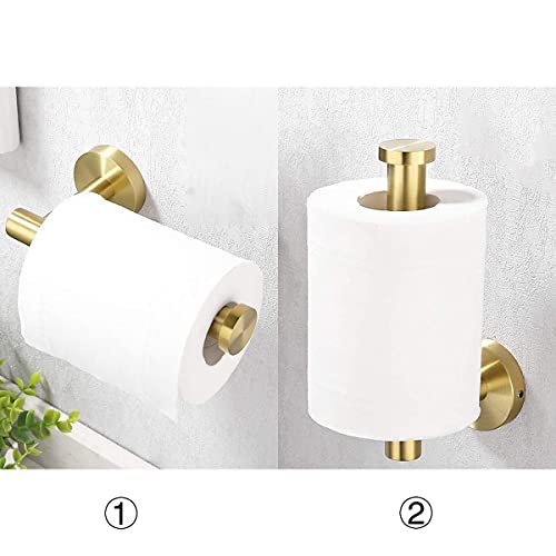 Dolinvo Portarrollos Papel Higiénico Baño Oro con Tornillos Soporte Porta Rollos Papel Higiénico Vintage Taladro Montaje en Pared Perforado Atornillado Acero Inoxidable Redondo Dorado Redro