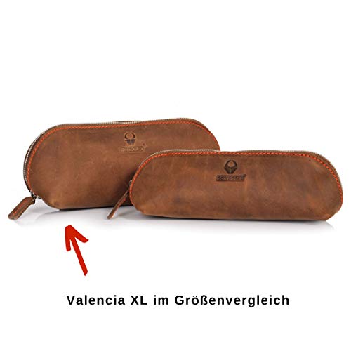 DONBOLSO Valencia - Estuche para Lápices de Piel, para Hombre y Mujer, Estuche Escolar XL, Color Marrón