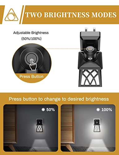 DORESshop Luz Nocturna LED con Sensor de Luz, 30/60LM Luz de Orientación, Blanco Frío 6000K, 1W Vintage Luz Nocturna Infantil Enchufe para Sala de Niños, Escalera, Dormitorio, Cocina, Paquete de 2