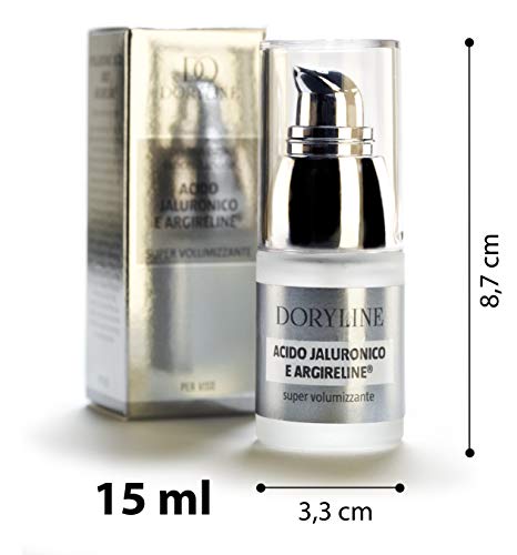 DORYLINE Suero Facial de Acido Hialurónico Puro con Argireline® 15ml, Crema Facial Antiarrugas Elastificante e Hidratante, Gel Relajante 100% Made in Italy, Excepcional Efecto Lifting y Antiedad