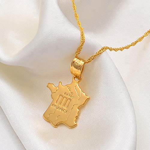 DSHT Colgante de oro con diseño de mapa de la República Francesa de la República Francesa # 201410
