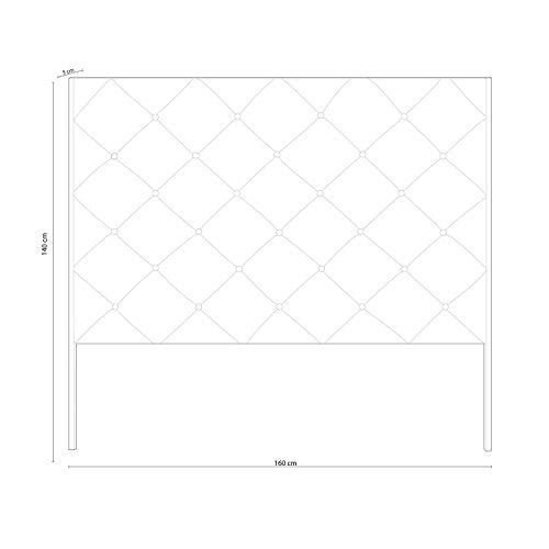 duehome Cabezal para Cama de Matrimonio, cabecero Modelo Tolosa, Acabado en Simil Piel Grafito, Medidas: 160 cm (Ancho) x 140 cm (Alto) x 5 cm (Fondo)