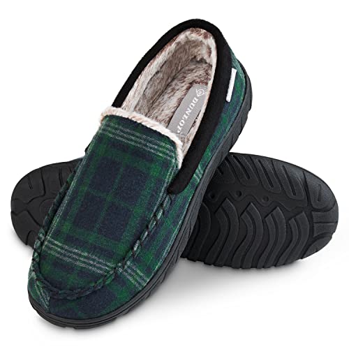 Dunlop Zapatillas Casa Hombre Mocasines Antideslizantes con Memory Foam (43 EU, Azul Marino/Verde, numeric_43)