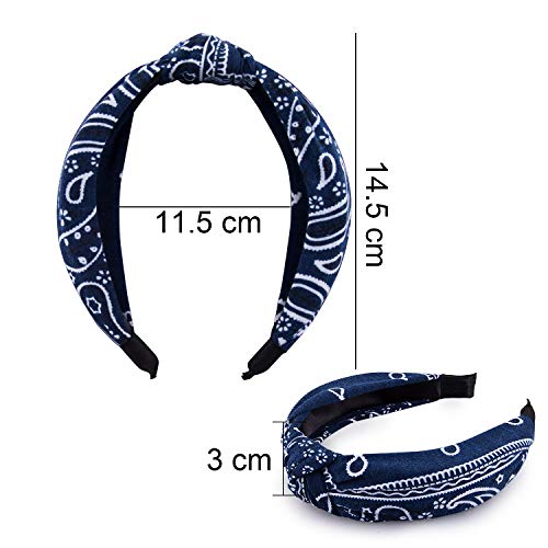 Duufin 6 Piezas Diademas Nudo Anchas Boho Diademas Mujer Vintage Diademas Nudo Turbante Diademas de Pelo Anchas para Mujer y Niña, 6 Colores