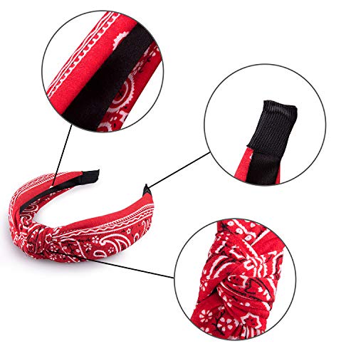 Duufin 6 Piezas Diademas Nudo Anchas Boho Diademas Mujer Vintage Diademas Nudo Turbante Diademas de Pelo Anchas para Mujer y Niña, 6 Colores