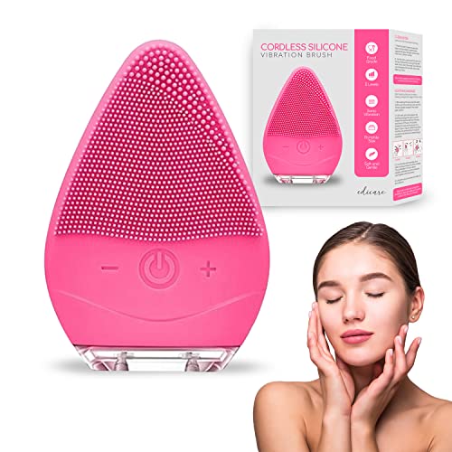 Edicare, Cepillo de Limpieza Facial, Limpiador Facial Electrico, Masajeador de Dos Caras, Herramienta de Exfoliación, Anti-Envejecimiento y Resistente al Agua, Profesional (Rosa)