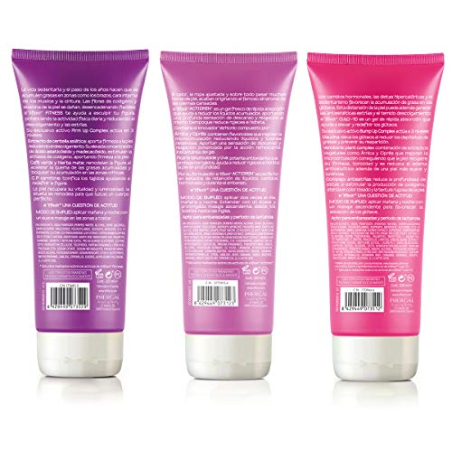 Elifexir - Fitness + Actidren + Culo 10 | Gel Remoldeador + Relajante Piernas + Crema Reafirmante Glúteos | Piernas Perfectas - 200 ml + 200 ml+ 200 ml