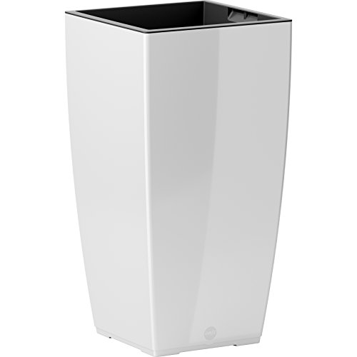 Emsa Plantador de Flores, Sistema de riego automático, 30x58cm, Blanco, CASA Brilliant, 517584
