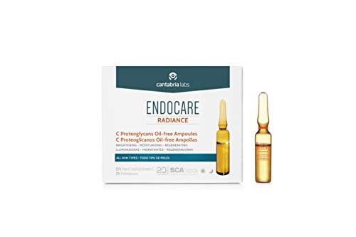 Endocare Radiance C Proteoglicanos Oil-free - Ampollas Faciales Antiedad, Regeneradoras y Antioxidantes, con Vitamina C, Todo Tipo de Pieles, 10 Unidades