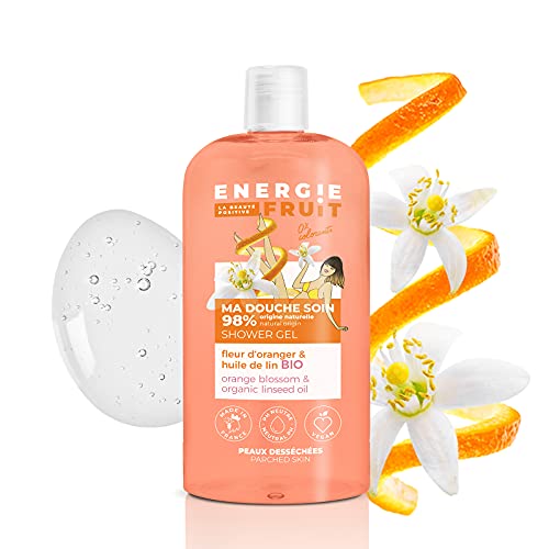 ENERGIE FRUIT | Gel de ducha pH neutro | Flor de azahar y aceite de linaza BIO | Vegano | 500 ml