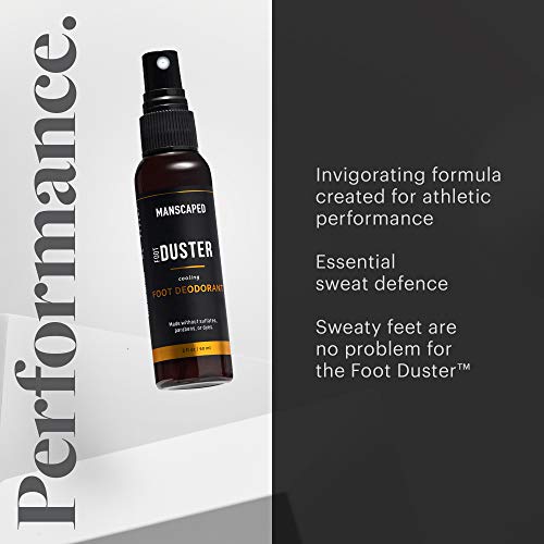 Espray desodorante para pies masculino de MANSCAPED™ The Foot Duster™, desodorante con aceite de árbol de té y la fragancia insignia de MANSCAPED™, cuidado de los pies, espray antisudor para pies