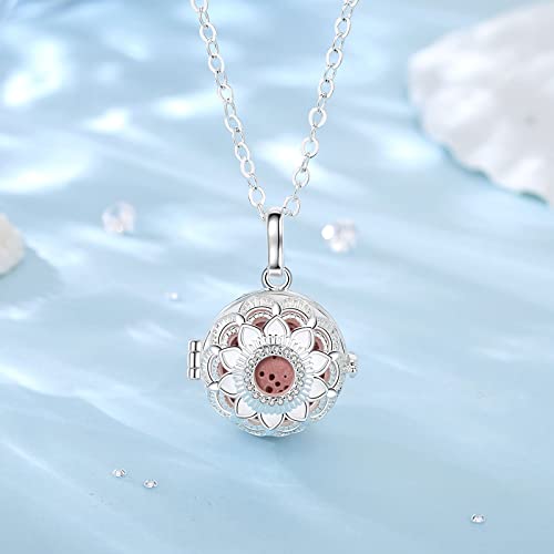EUDORA Harmony Ball Collar Mujer Girasol Colgante Difusor Aromaterapia Colgante Aceites Esenciales Aromaterapia Collares Aromaterapia Difusor Perfume Personalizado Bisutería Mujer Niña, 7PCS, 24"